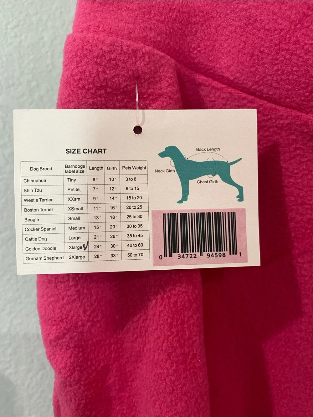 Hot Pink Fleece dog sweatshirt      Sz XL see tag for sizing